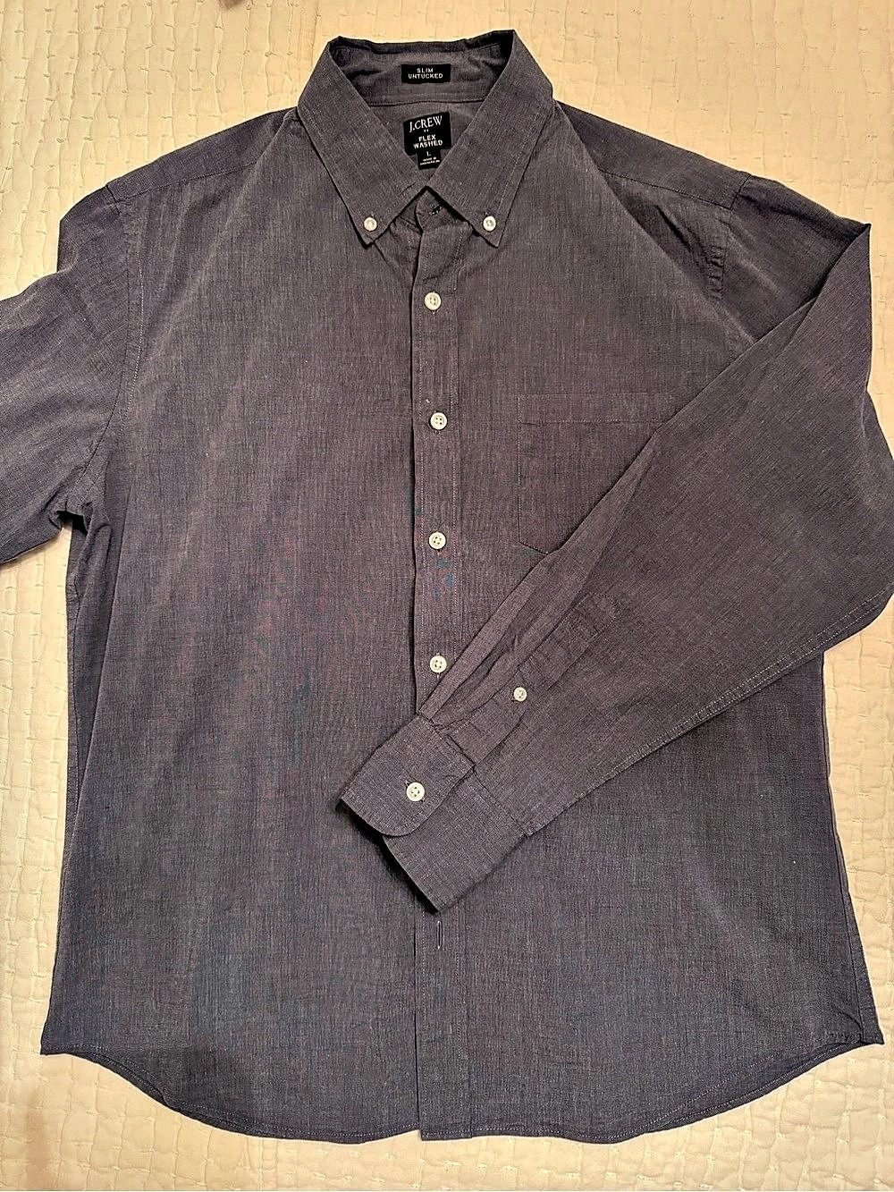 J.Crew Men’s Slim Untucked Flex Washed Button Down Shirt Grey Large